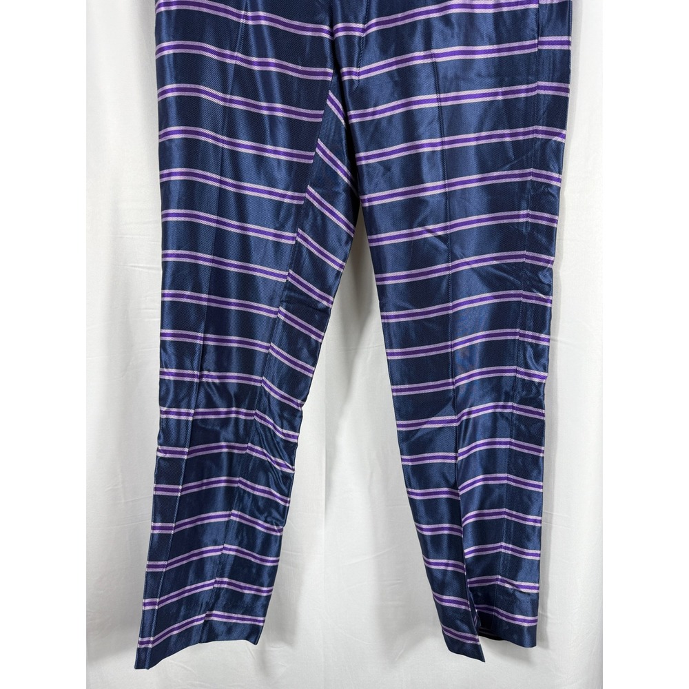 Banana Republic Ryan OS Navy Purple Striped Slim Fit Mid Rise Pants NWT - Picture 3 of 8